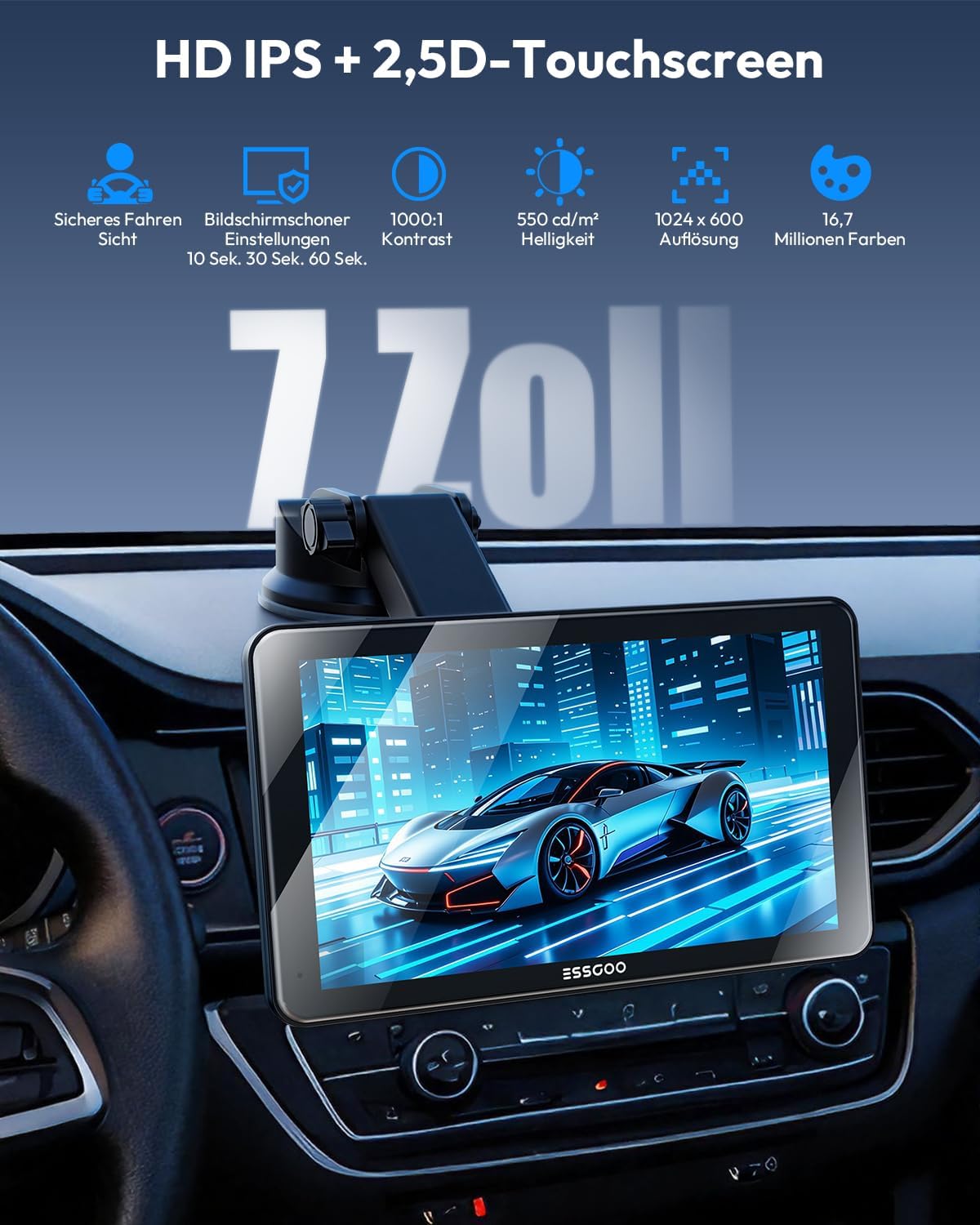 Thumbnail 6 de ESSGOO Carplay Android Auto Display 7 Zoll