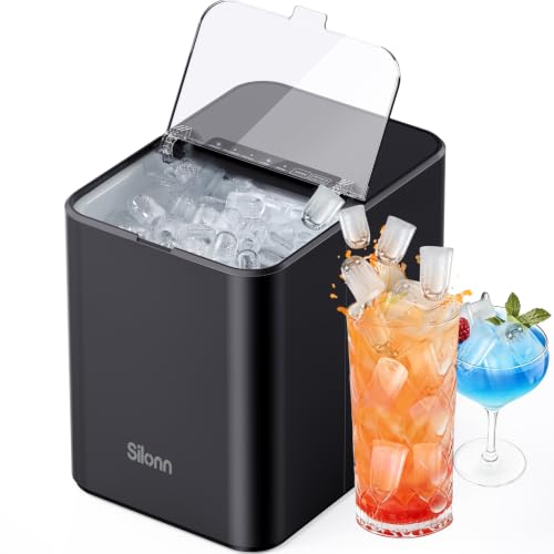 Detalle de Silonn Countertop Ice Maker with Self-Cleaning, Two Ice Sizes and 12kg/24h