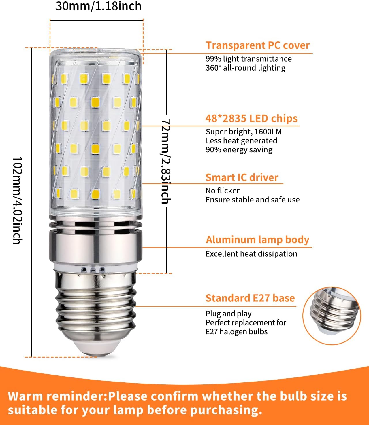 Detalle de Lot de 4 ampoules LED Tomosu E27 blanc froid 6000K 16W 1600 lm (non dimmables)