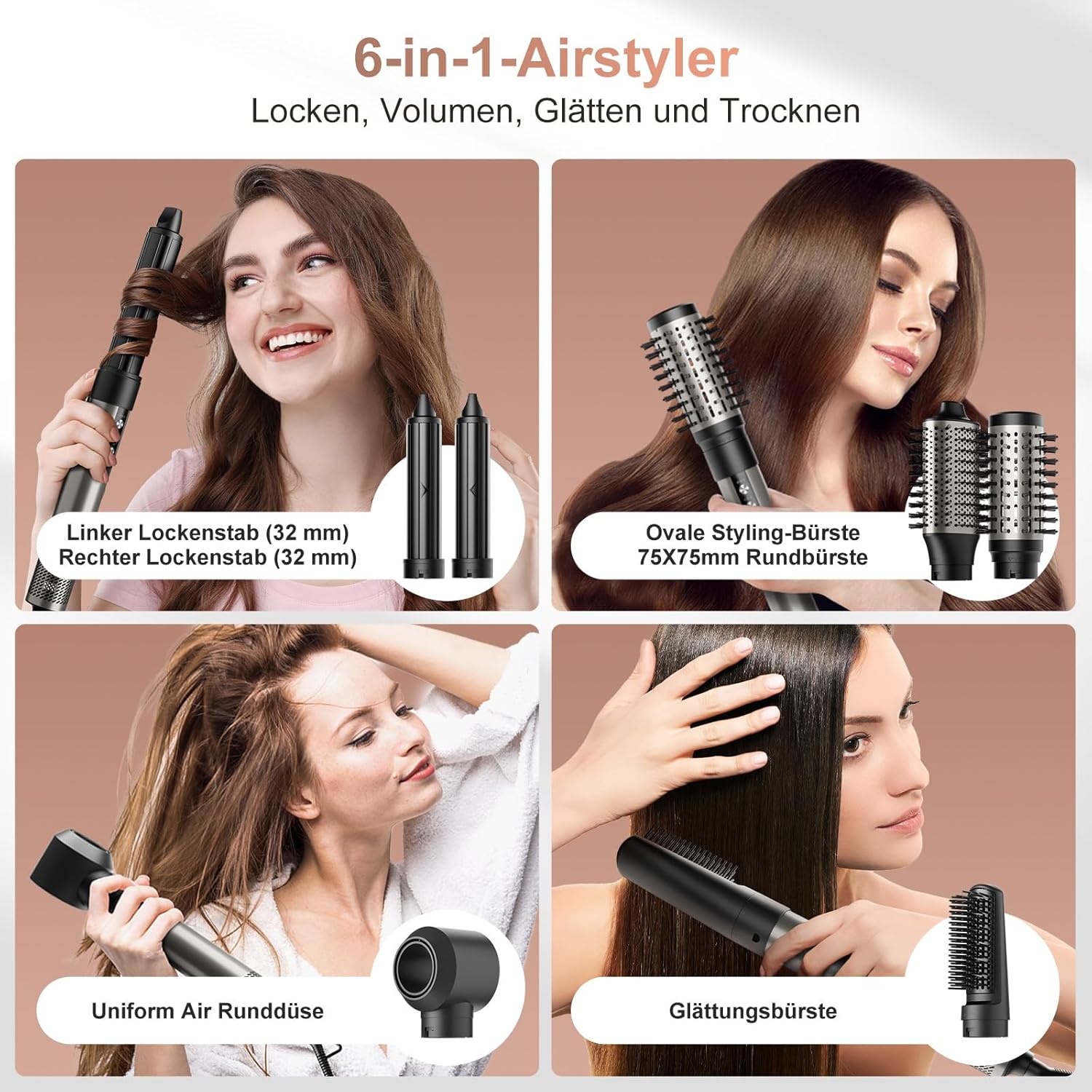 Thumbnail 1 de 6‑in‑1 Airstyler Profi Warmluftbürste 110000 U/Min 💇♀
