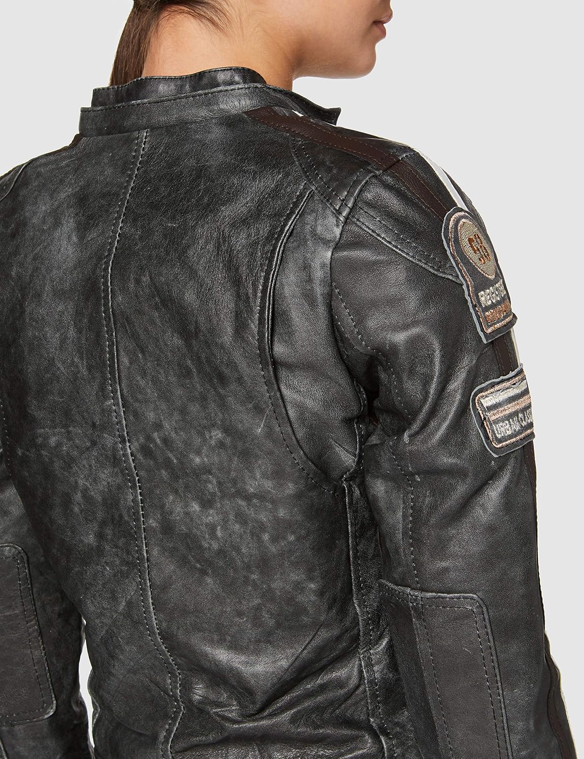 Detalle 2 de URBAN 5884 Leather Damen Bikerjack Vestes Pour Femme en cuir de agneau