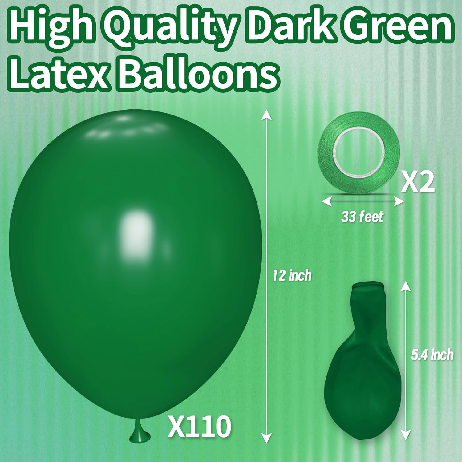 Thumbnail 4 de KAWKALSH Dark Green 12 Inch Balloons 🎈