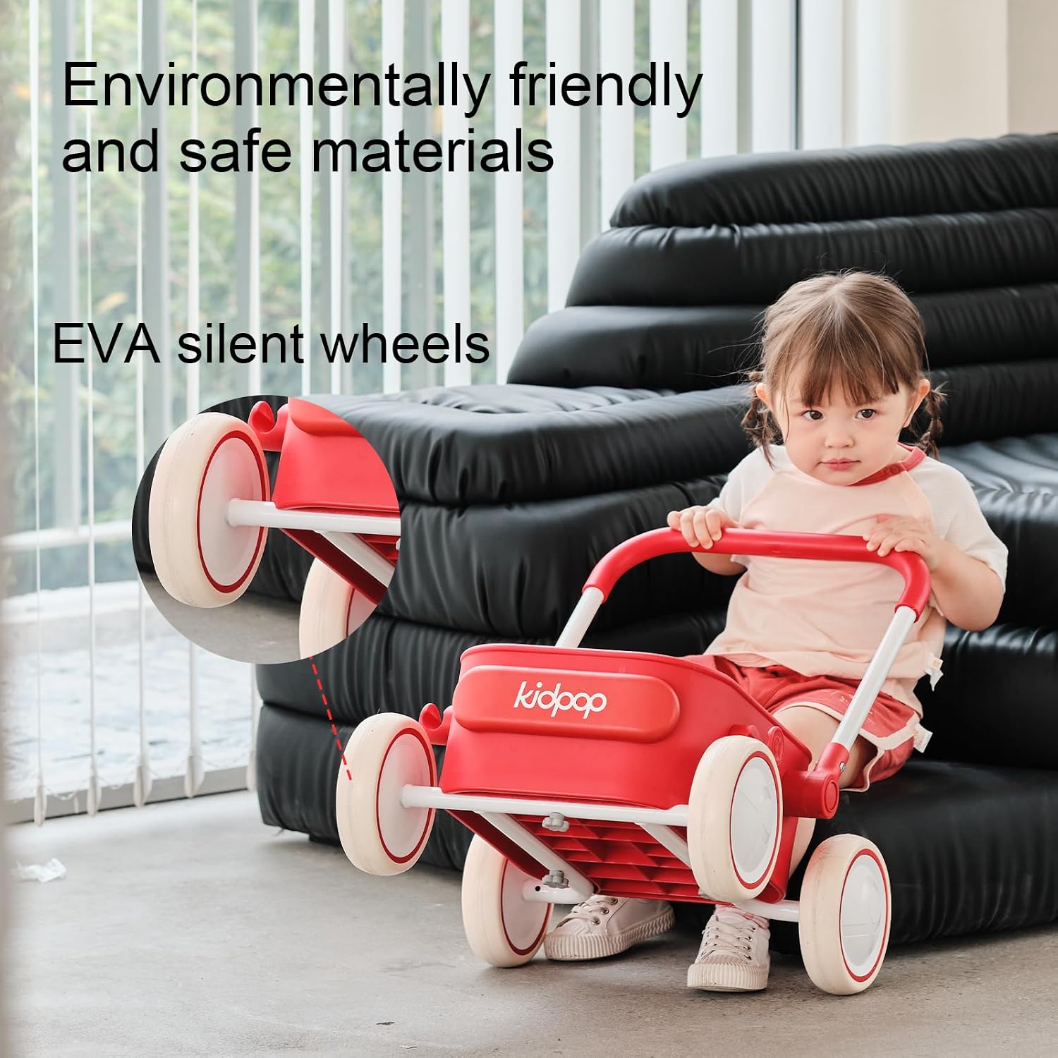 Detalle de Kidpop PULA Push & Pull Walker Wagon (Red) – baby walker wagon for 7 months to 3 years