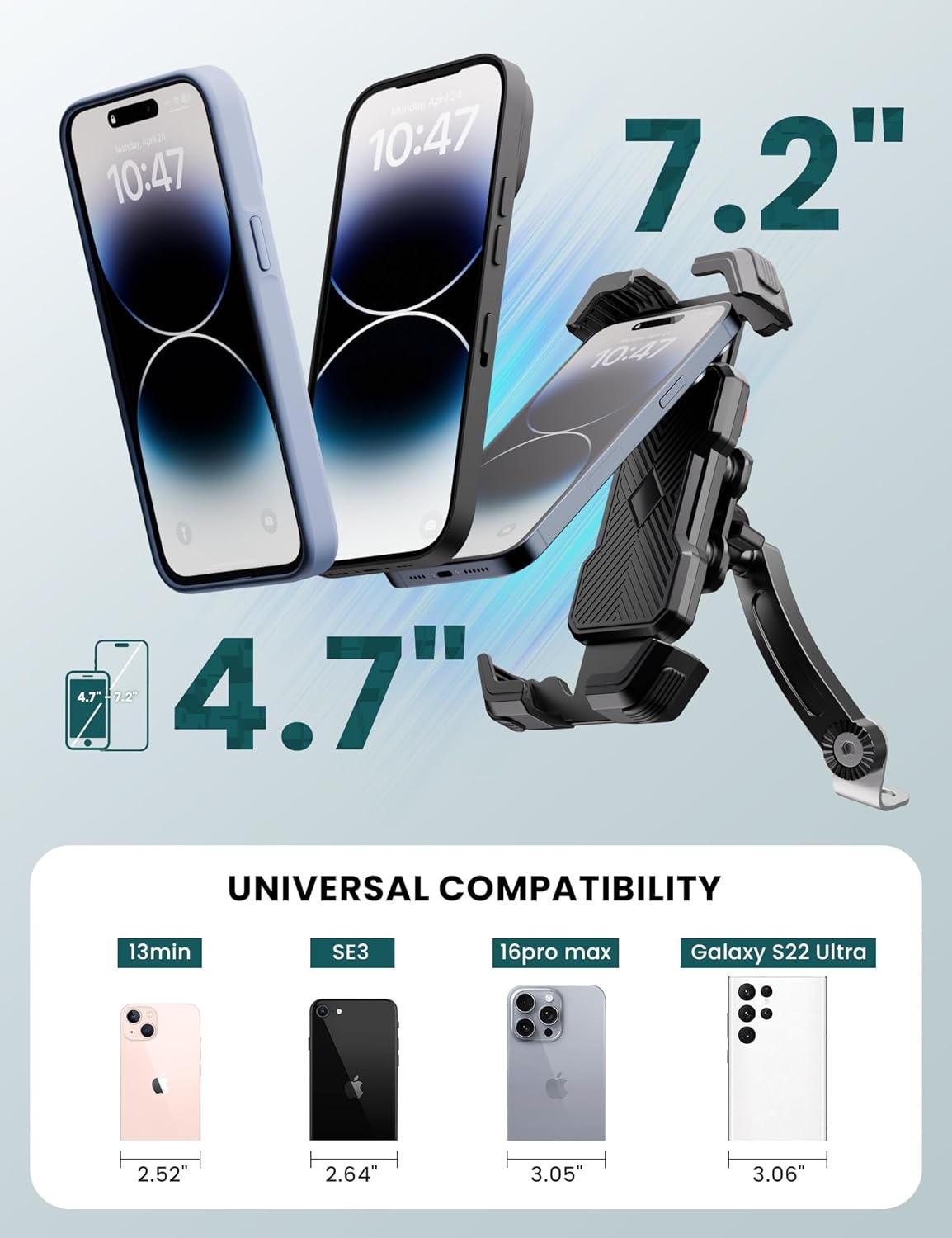 Thumbnail 5 de GREFAY Motorcycle Phone Holder with Dual Anti-Vibration and 360° Rotation