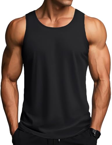 Detalle de MAGCOMSEN Herren Tank T-Shirt – Atmungsaktiv, schnell trocknend, Ärmelloses Outdoor Funktionsshirt in Schwarz