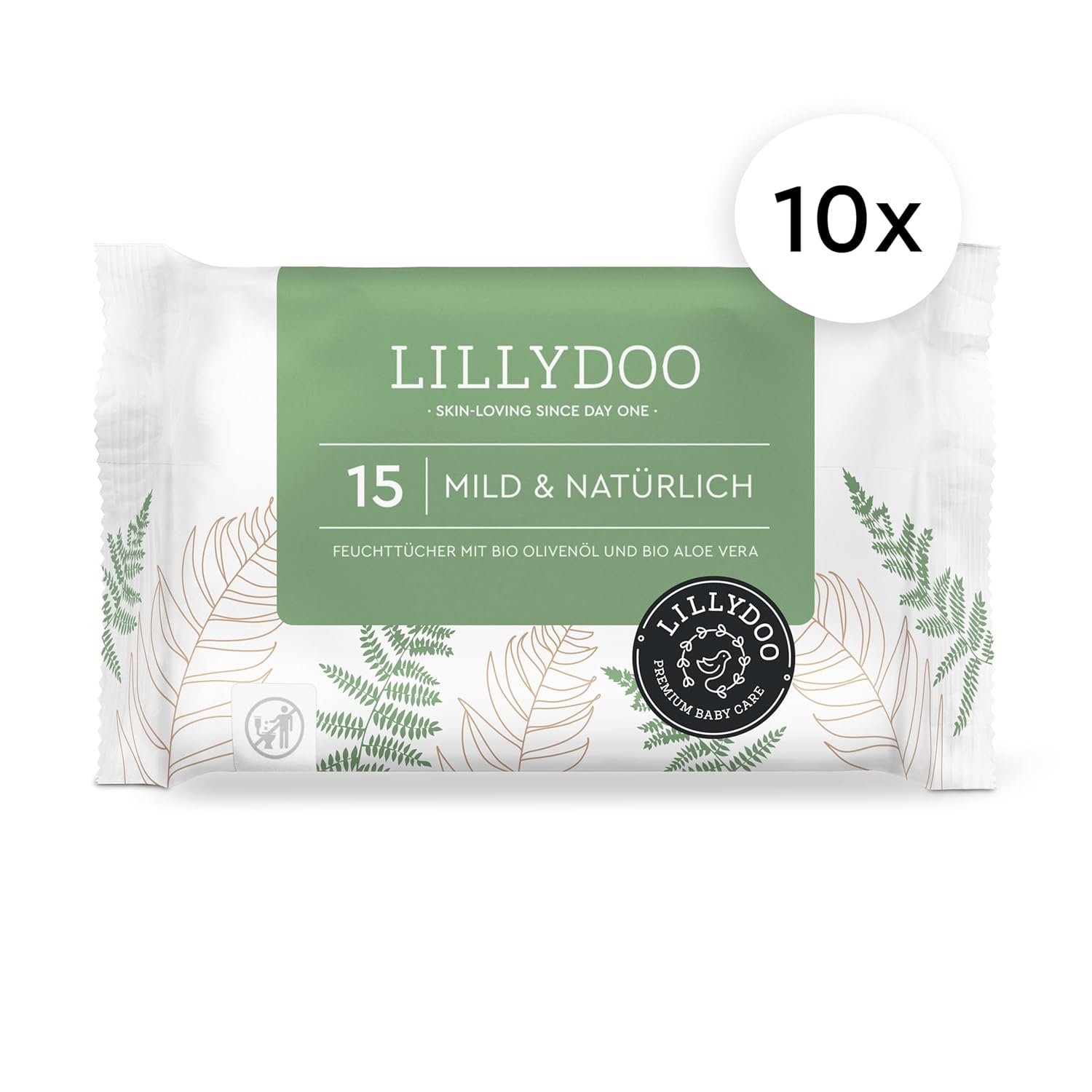 Detalle de LILLYDOO green Feuchttücher – 150 Stück (10 x 15) milde, natürliche Reinigung ohne Parfüm, plastikfrei