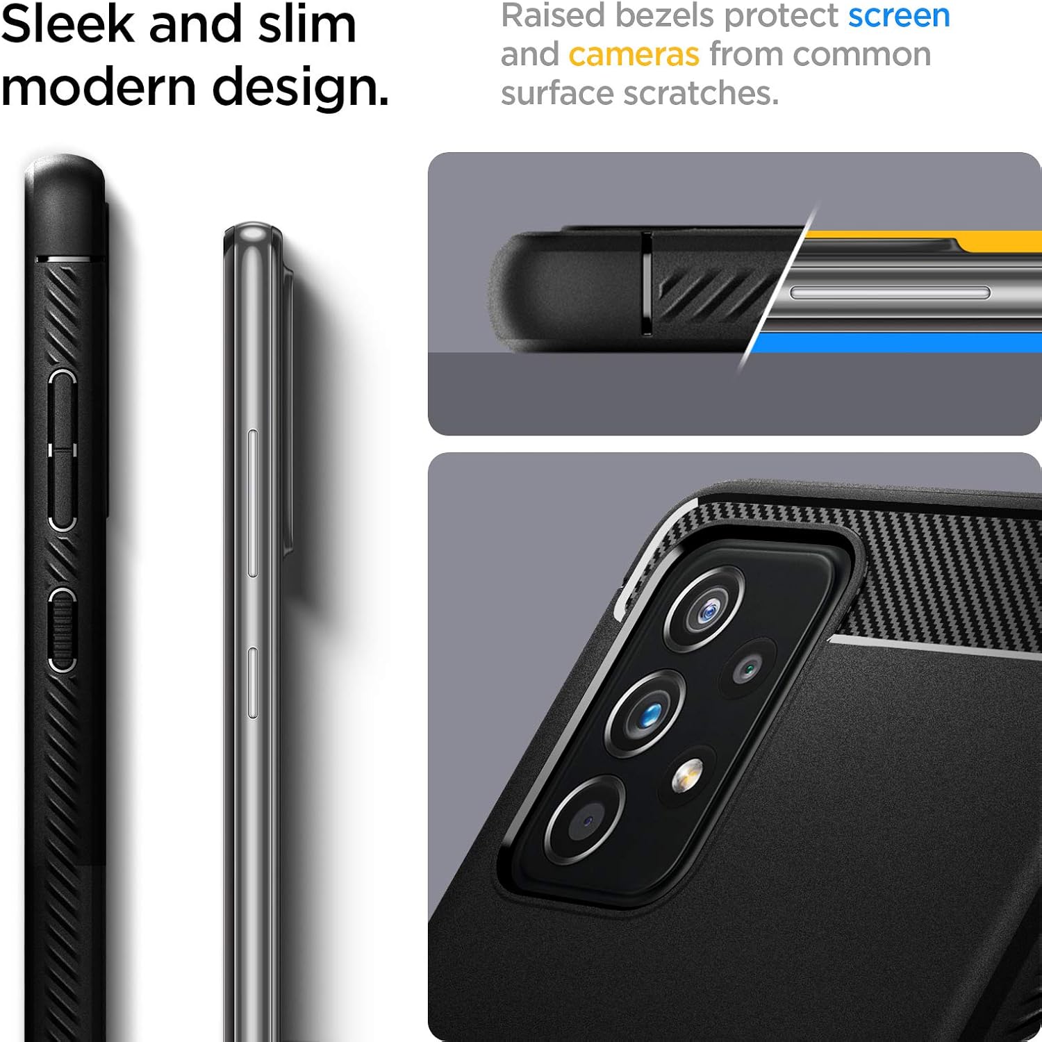Detalle de Spigen Rugged Armor per Samsung Galaxy A52 5G/A52 4G/A52s 5G - Cover in TPU nero