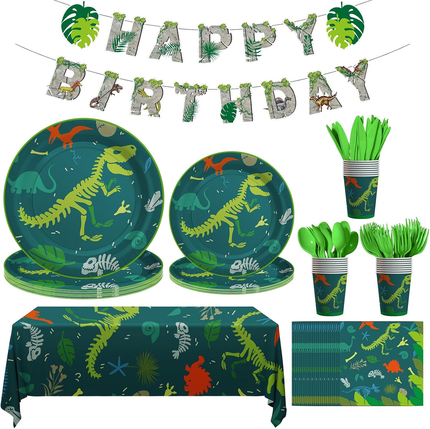 Detalle de Cecnamt Dinosaur Birthday Decorations (170-Piece Dino Party Supplies) for 24