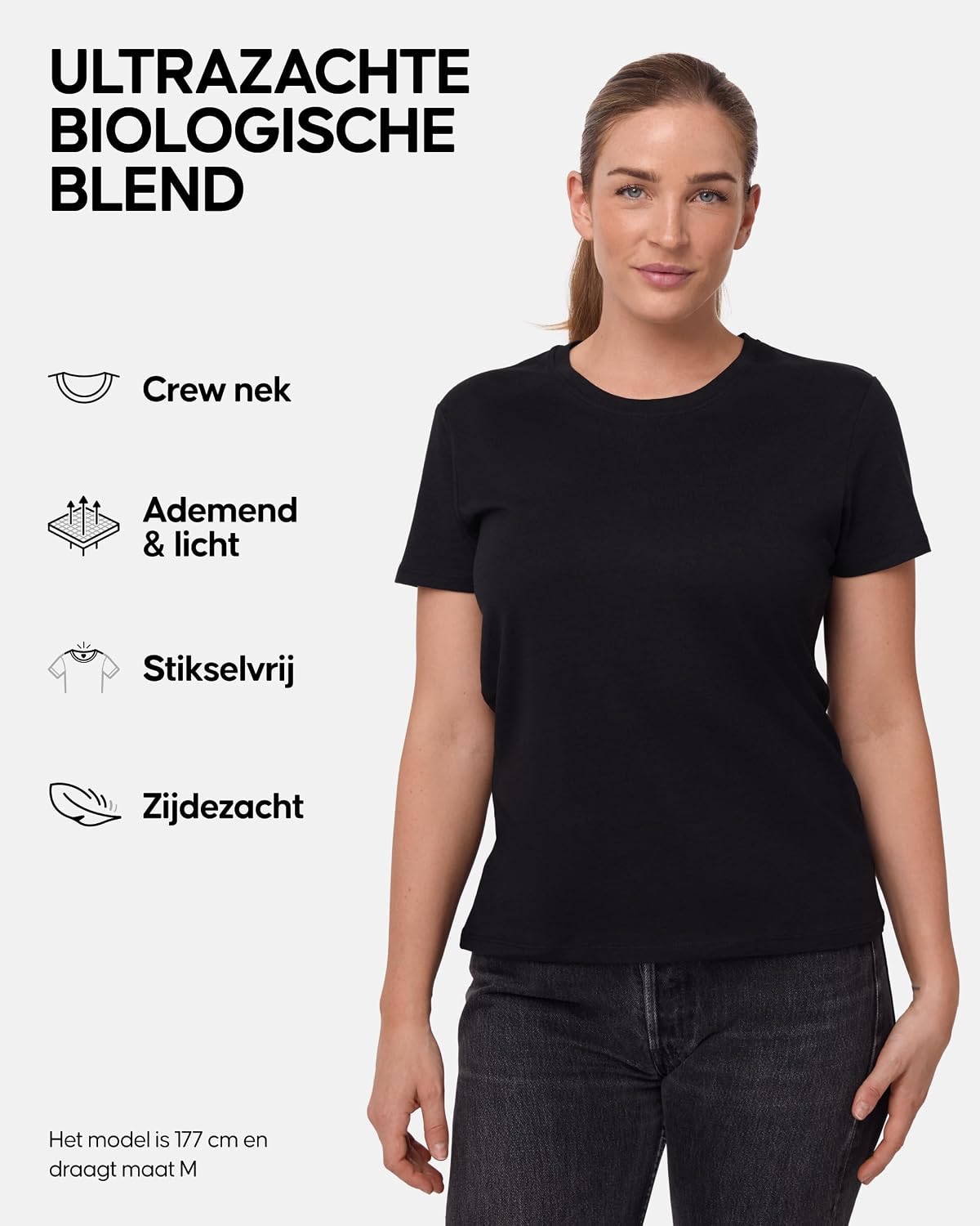 Detalle de DANISH ENDURANCE dames T-shirts 2-pack: biologisch katoen, modal, zwart/wit