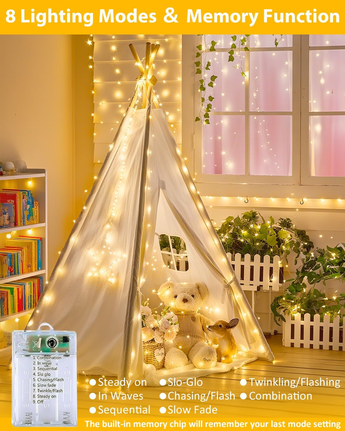 Detalle 2 de BOSSERN 6-Pack Battery Fairy Lights, 20-Foot Warm White, Remote Control