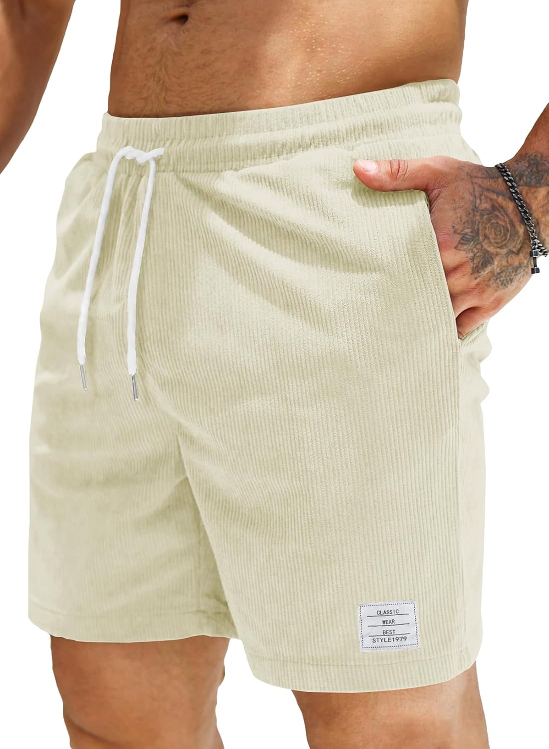 Detalle de JMIERR Corduroy Shorts für Herren mit Taschen