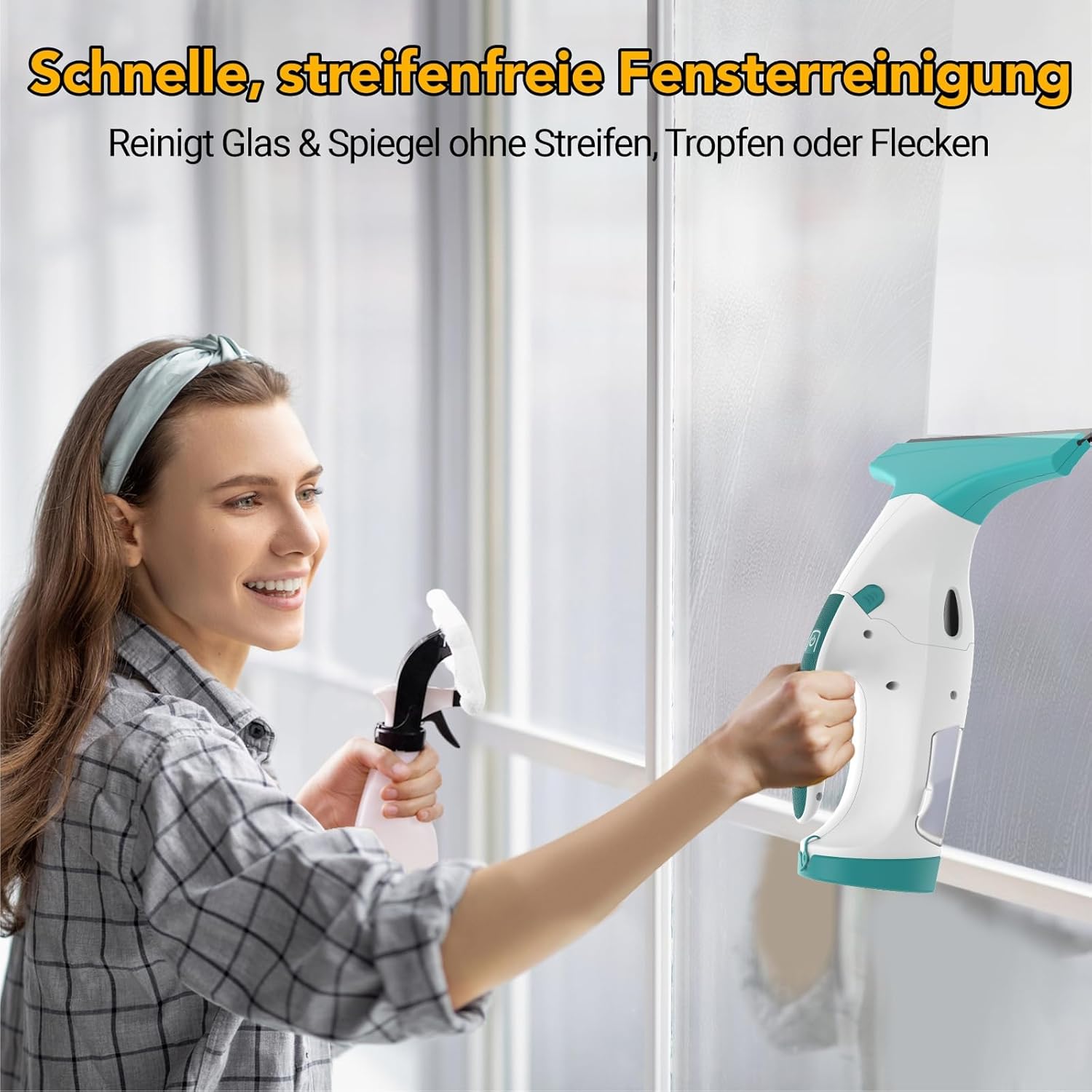 Thumbnail 6 de Fenstersauger mit 28 cm & 17 cm Doppelsaugdüsen – kabellos, 40 Minuten Laufzeit, 270 ml Wassertank