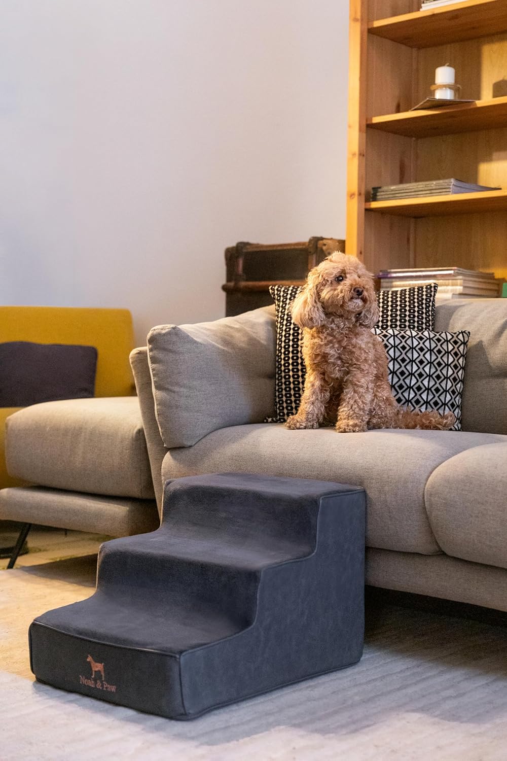 Thumbnail 1 de Noah & Paw Dog Stairs (16" Extra Wide) Leather Collection – Durable 3-Step Ramp for High Beds