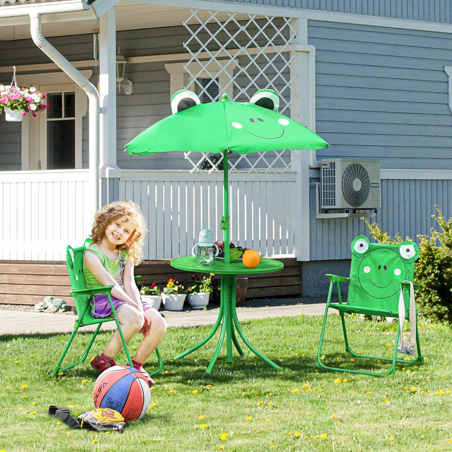 Thumbnail 1 de Outsunny Set de Mesa y Sillas Infantil con Sombrilla 100-125 cm
