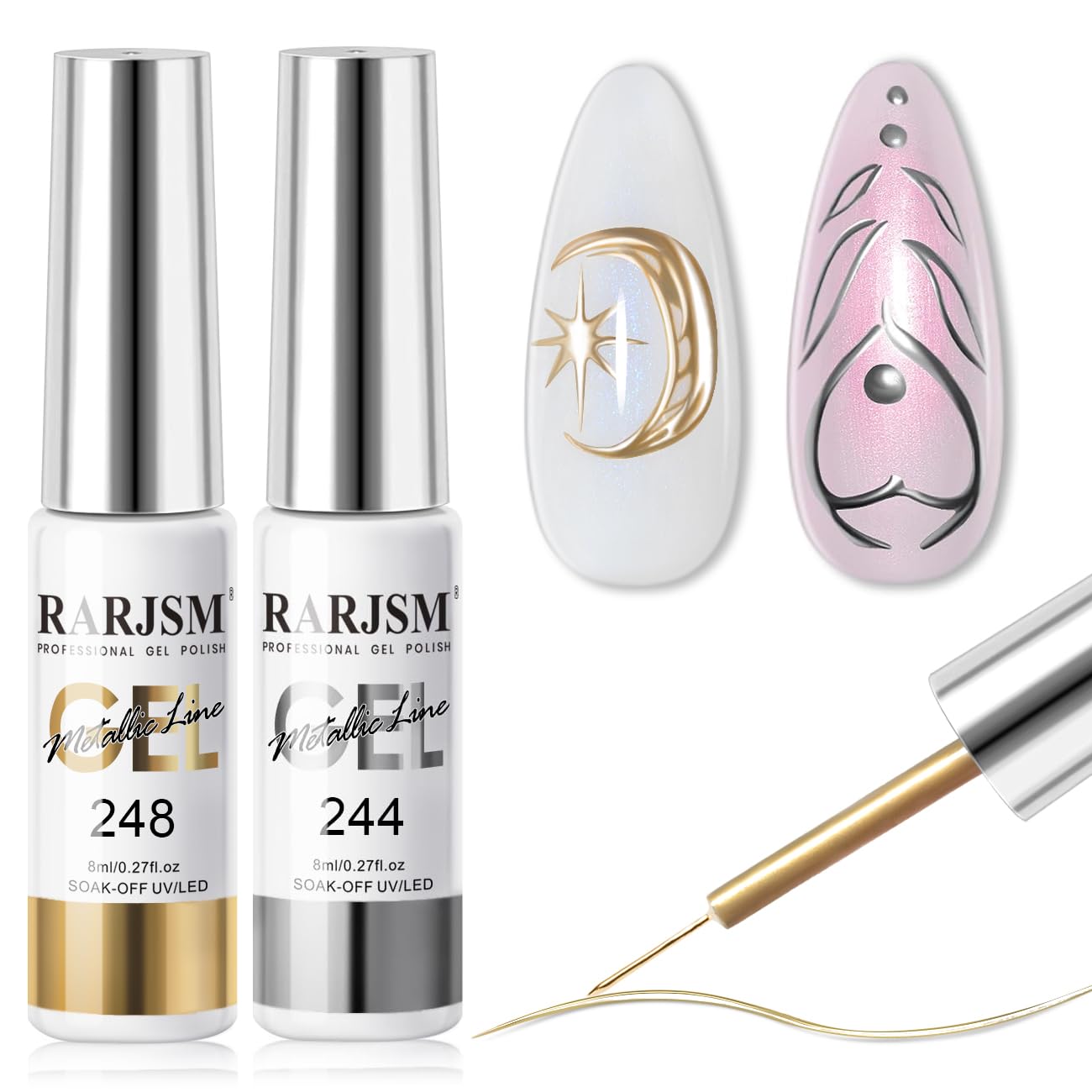 Detalle de RARJSM Metallic Gel Liner 8ml nail polish ๐