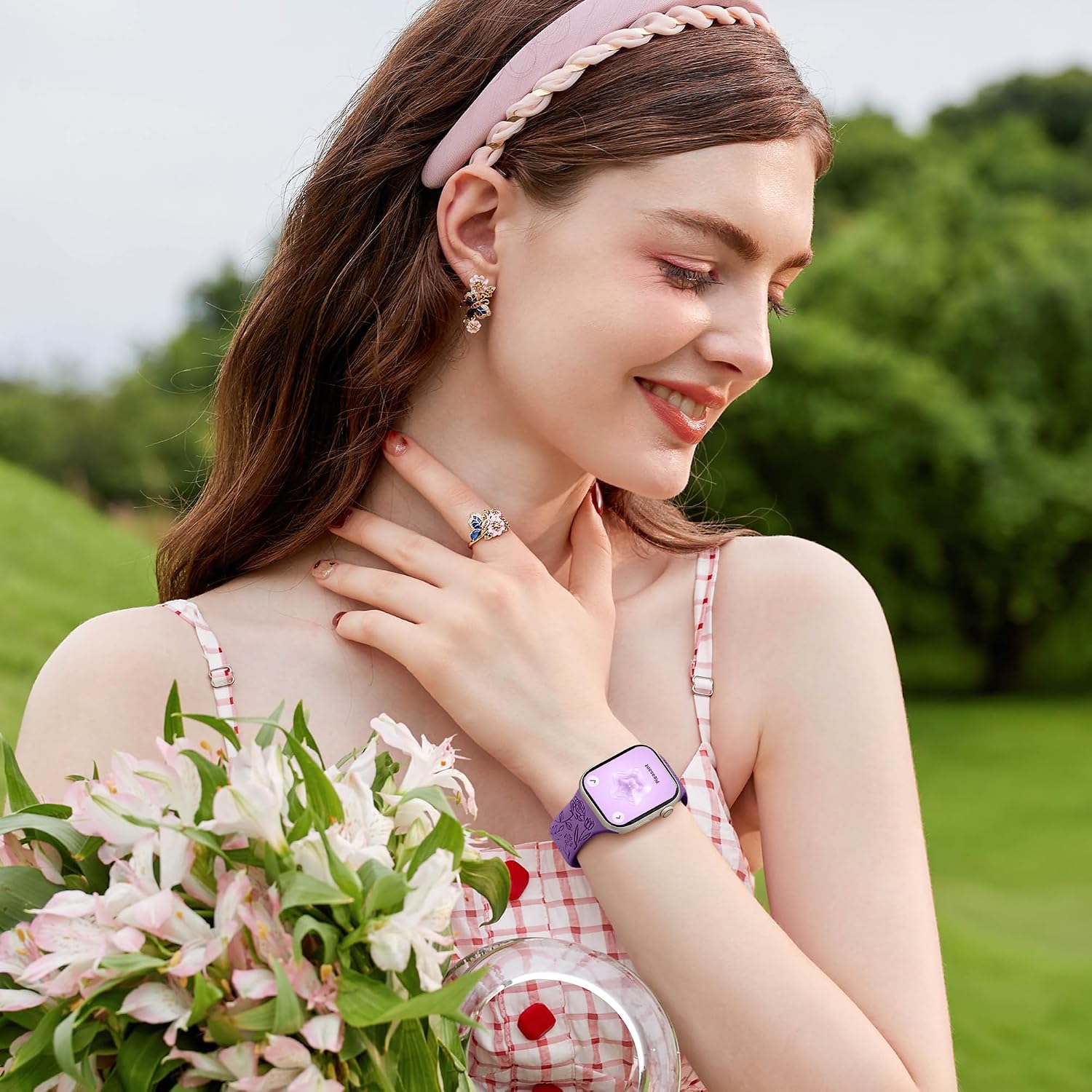 Thumbnail 6 de SNBLK Floral Engraved Apple Watch Bands, 6-Pack Silicone Straps