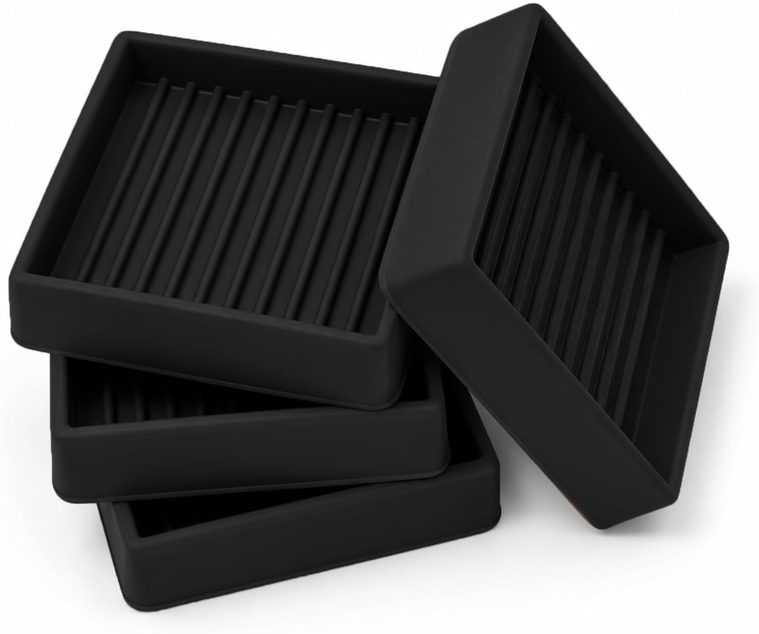Detalle de Jayen 4 Pcs Furniture Caster Cups, 2 x 2-Inch Black Rubber, Non-Slip