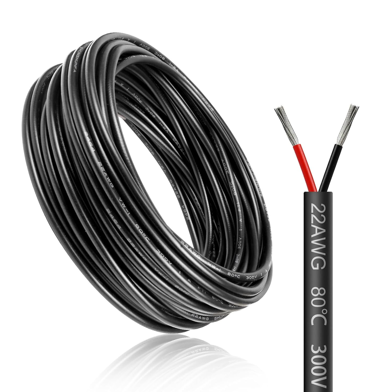 Detalle de 50 Meter 22AWG 2x0,3mm² Elektrischer Draht – Verzinnte Kupferkabel, 5V/12V/24V