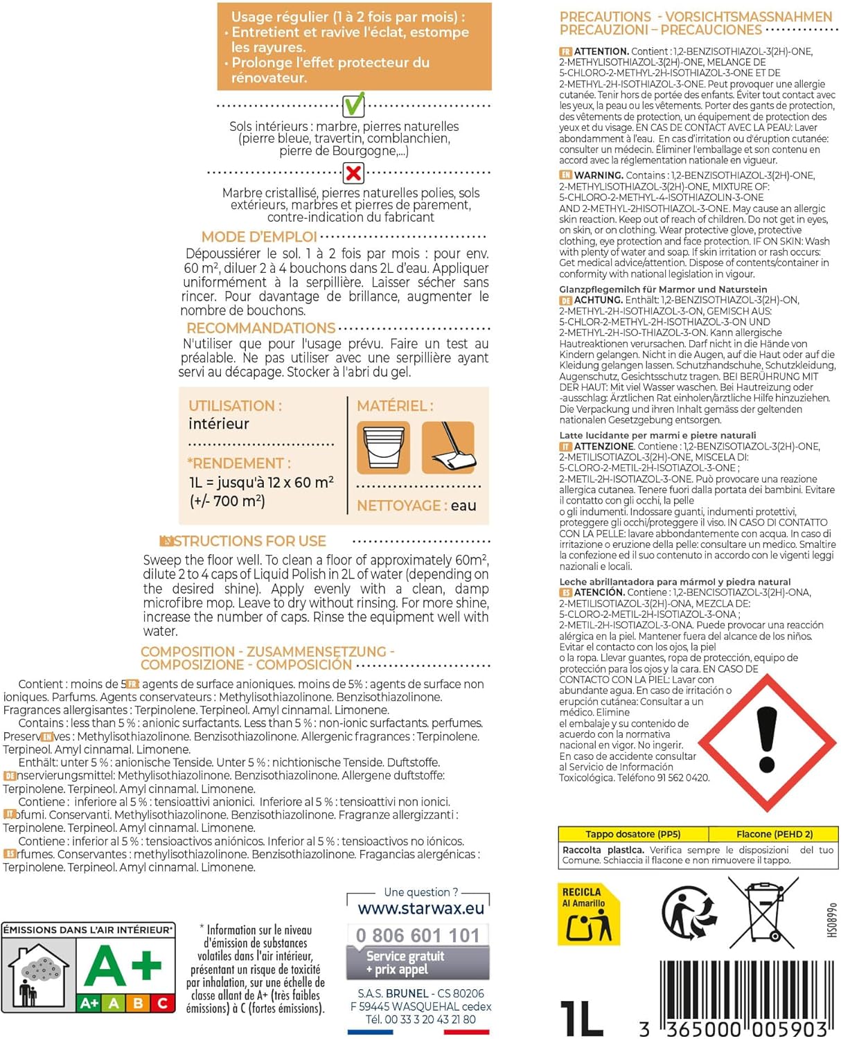 Thumbnail 6 de STARWAX Lait de Brillance pour marbres et pierres naturelles (sans rinçage) – 1 L