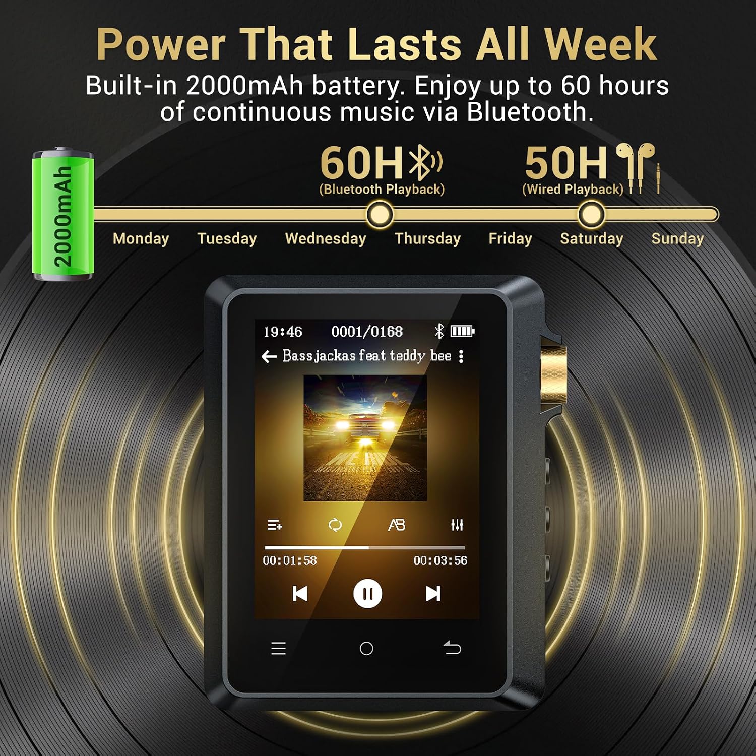 Thumbnail 6 de AGXOV 64GB Hi-Res Lettore MP3 con Bluetooth 5.3: qualità audio, design in lega e display touch 2,8