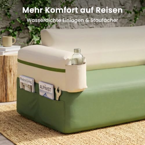 Detalle de Ytaoeo Aufblasbares Camping Sofa mit Elektropumpe (Doppel, 172x85x82 cm) – komfortabel draußen entspannen