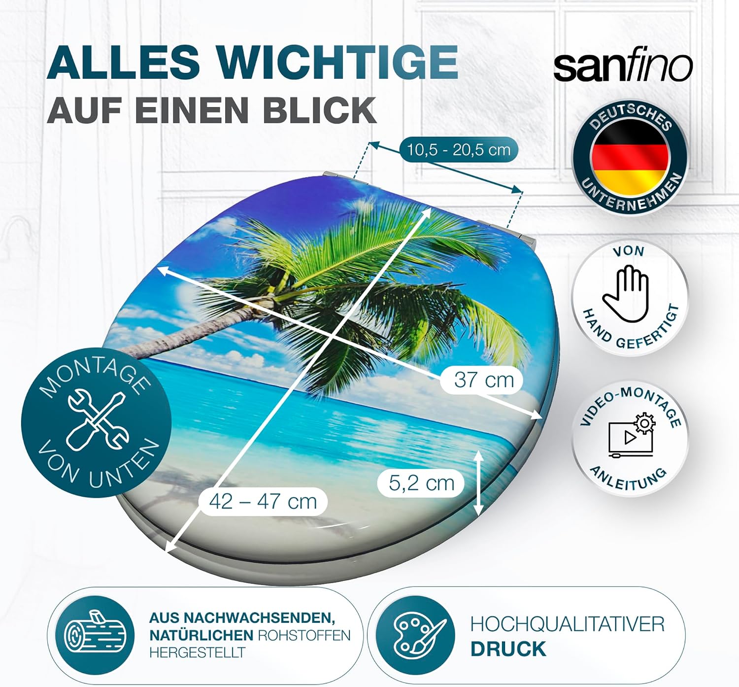 Thumbnail 5 de SANFINO Premium WC Sitz mit Absenkautomatik, Palm