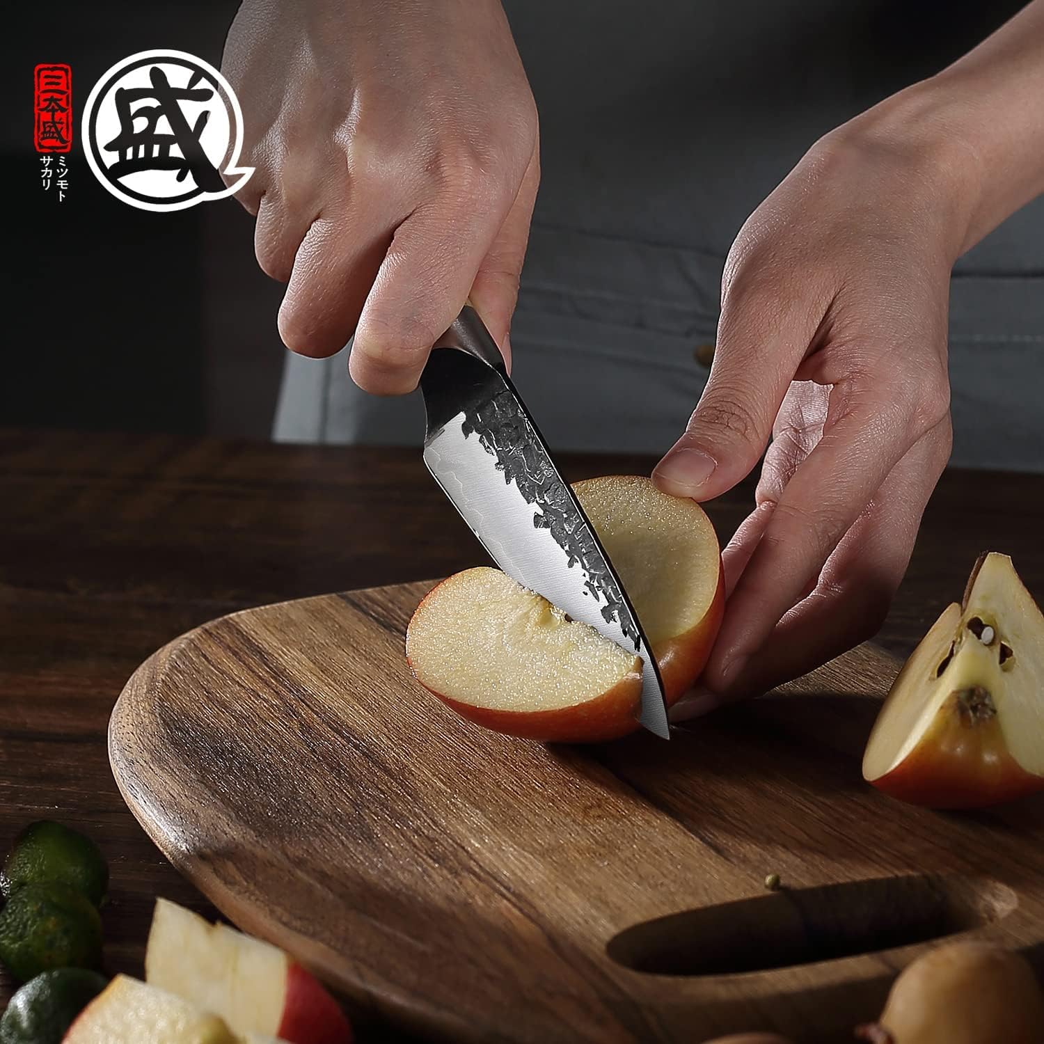 Thumbnail 1 de MITSUMOTO SAKARI 11 cm Japans fruitmes, gesmeed staal en pakkahouten handgreep