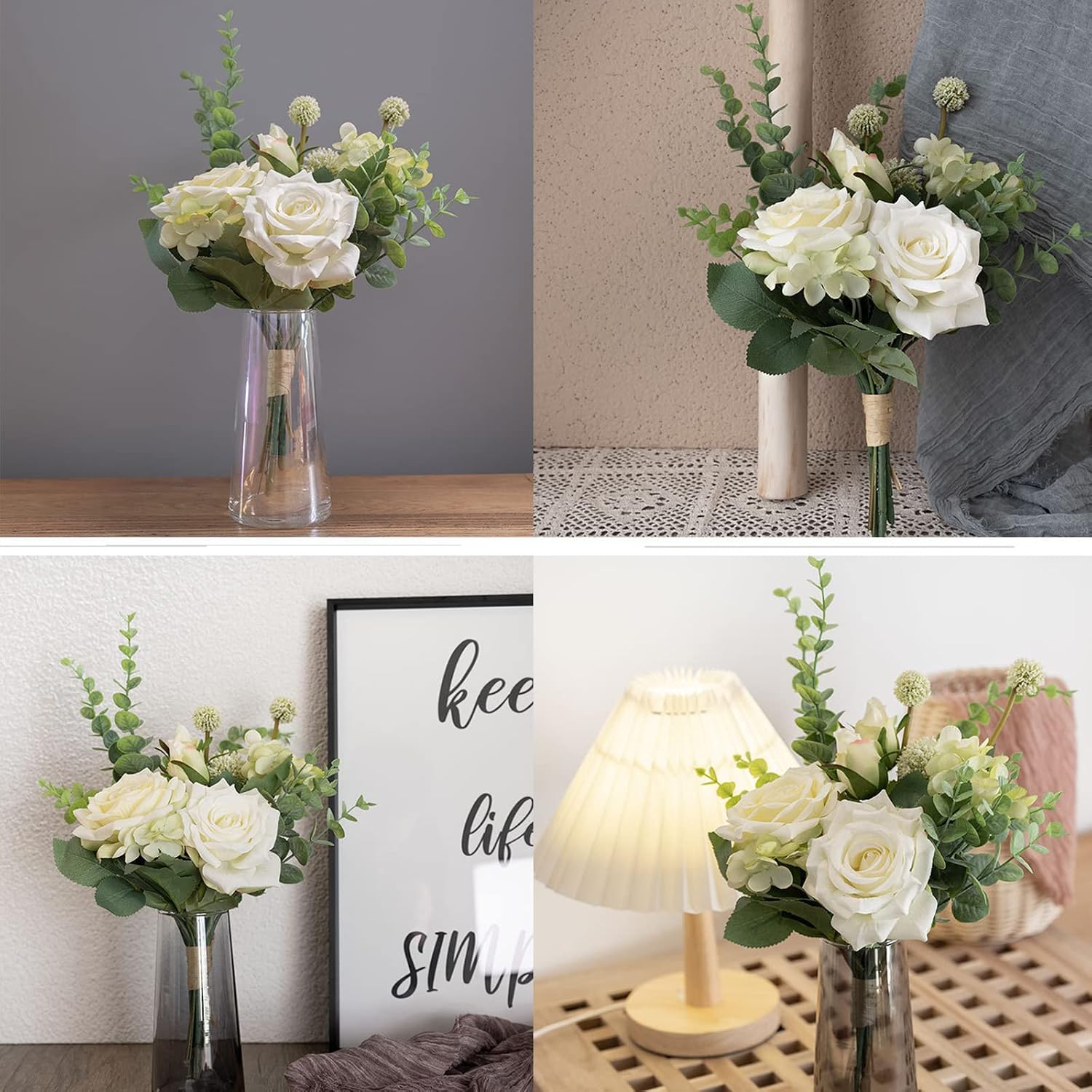 Thumbnail 6 de YELIKIT YKAM9551 kunstboeket met witte rozen, hyacinten en hortensia’s