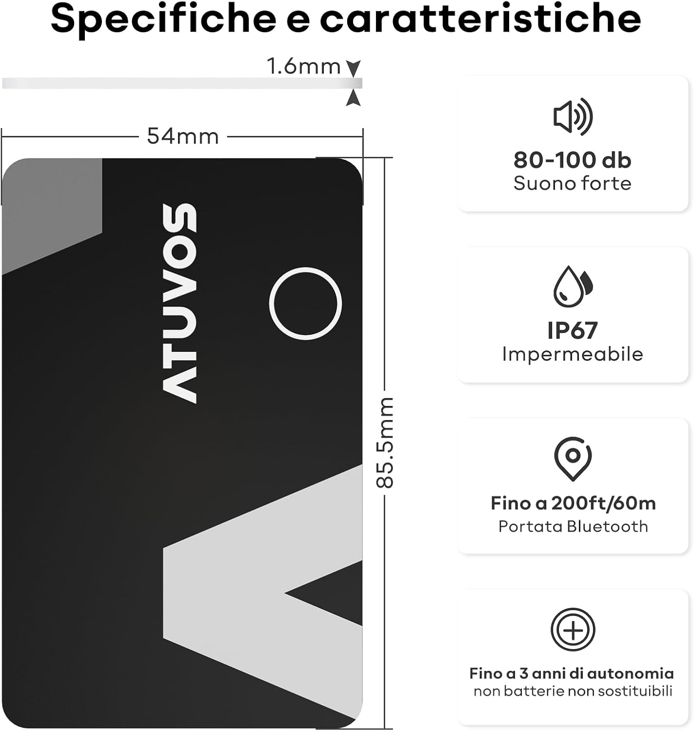 Thumbnail 6 de ATUVOS Air Tag Card Wallet Tracker Thin (2 pezzi) da 1,6 mm compatibile con Apple Dov’è