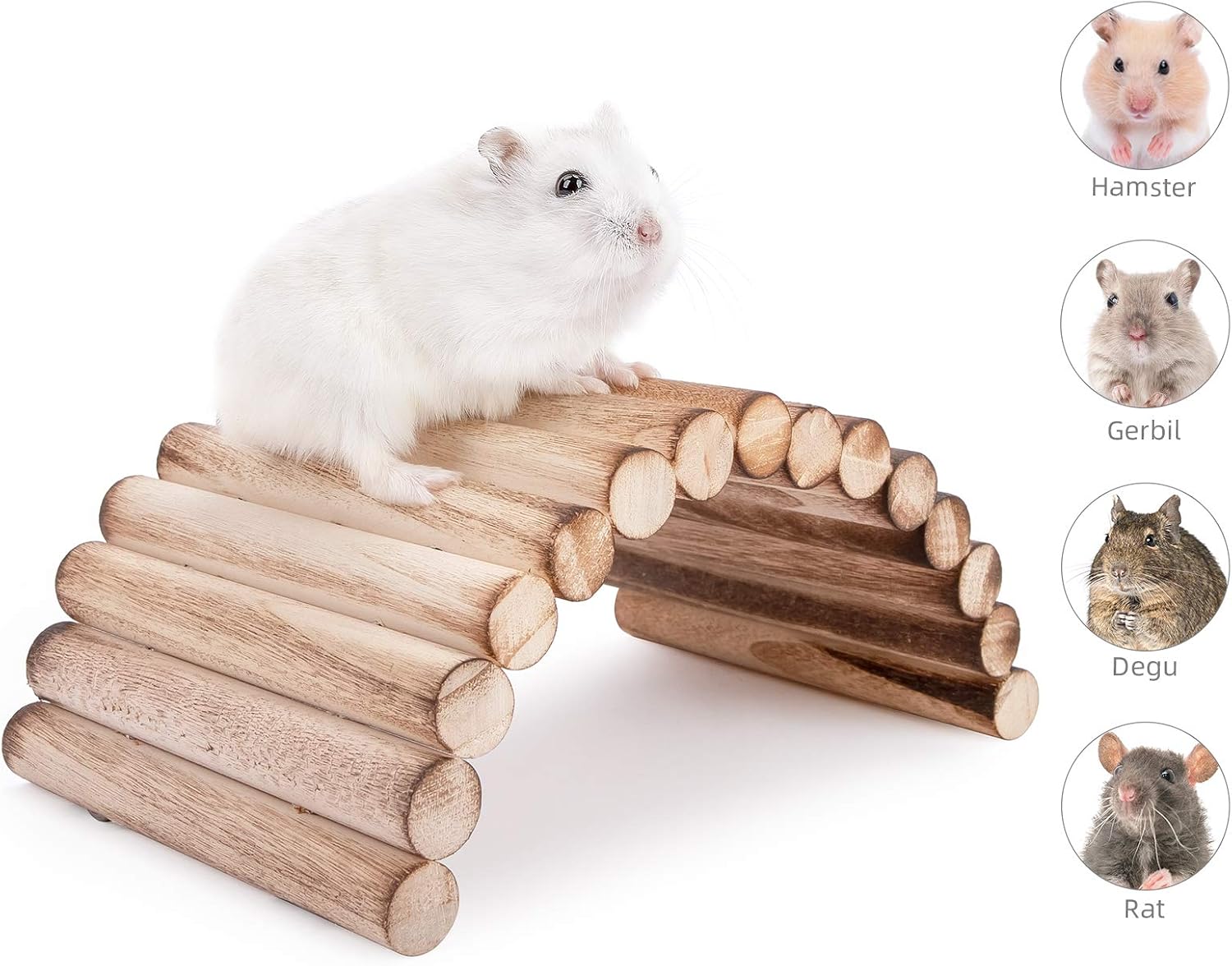 Detalle de Niteangel 小動物用クライミングトイ 木製フレキシブルブリッジ 7.8×3.9インチ