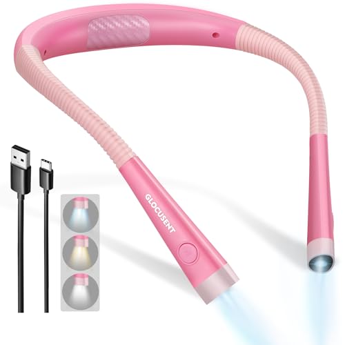 Detalle de Glocusent Luz de Lectura recargable para libro y cuello con 3 colores y 6 niveles