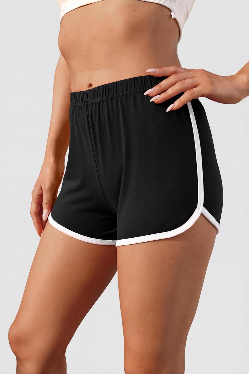 Detalle de URATOT Women's Cotton Gym Shorts Pack of 2: Lightweight, Breathable Lounge & Activewear