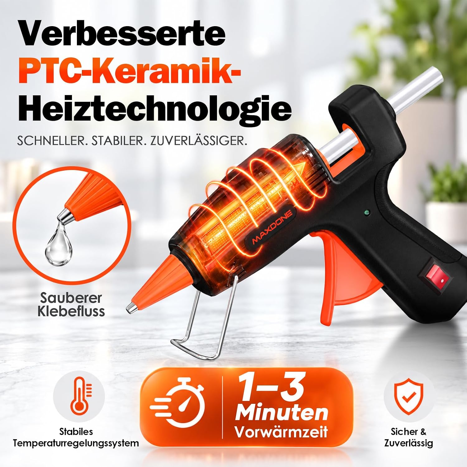 Detalle 2 de MAXDONE 20W Heißklebepistole mit 30 Sticks