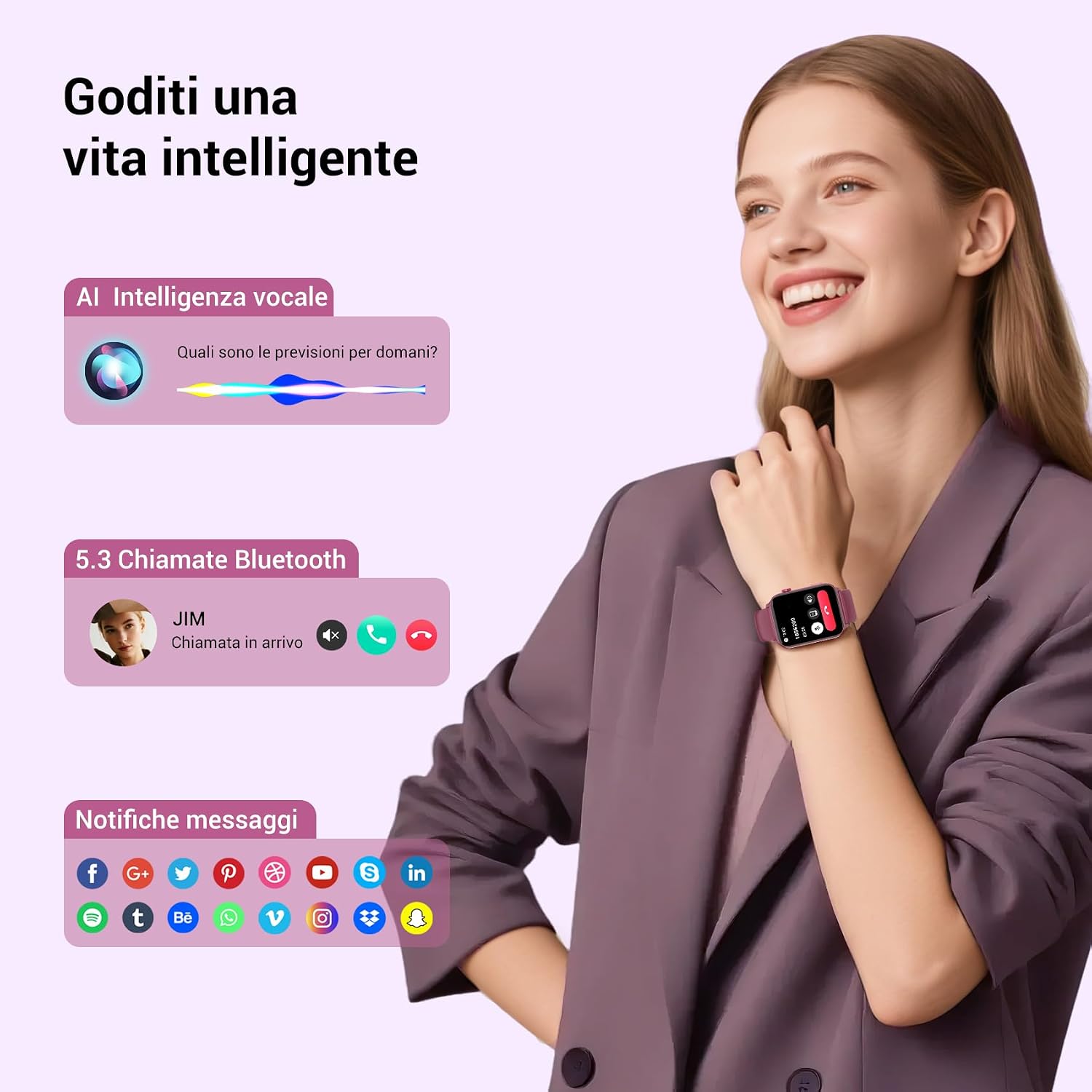 Detalle 2 de Baolubao Smartwatch Donna con LED Torcia, chiamate Bluetooth e notifiche