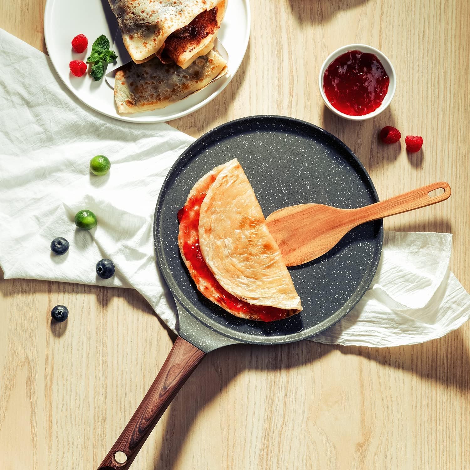 Thumbnail 5 de SENSARTE Schwarze Crepe Pfanne 26 cm – Antihaft-Bratpfanne für Crepes, Omeletts & Pfannkuchen (Induktion kompatibel)