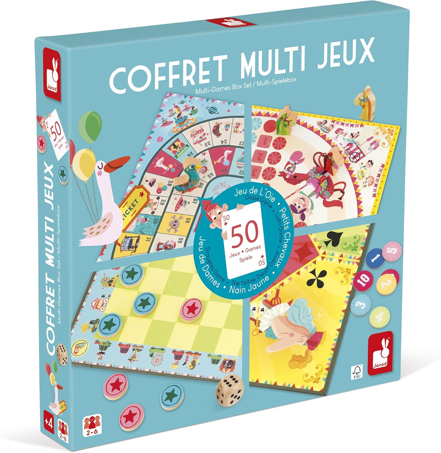 Detalle de Janod Carrousel multi-jeux de société 5 ans