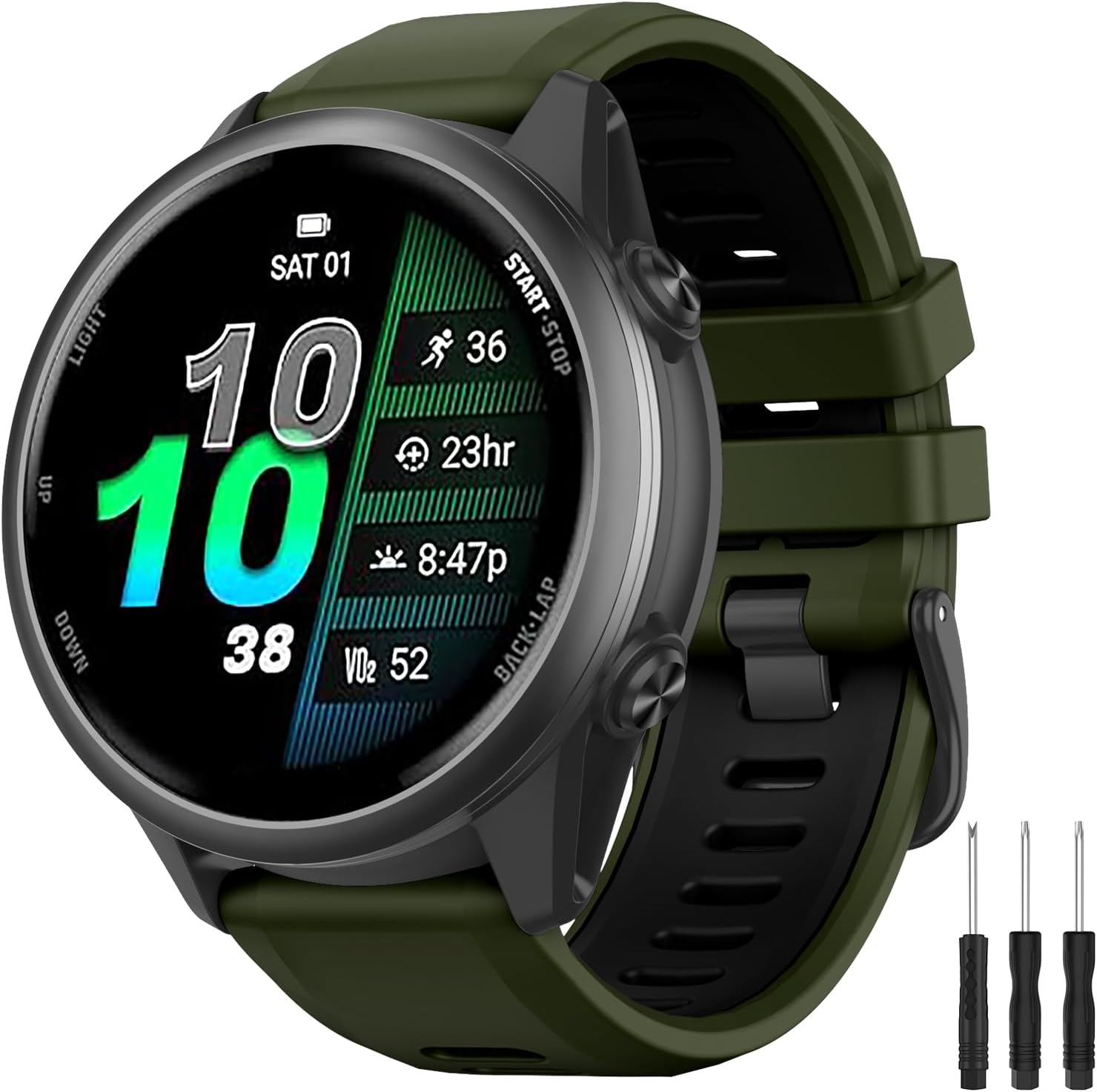 Detalle de 22mm Garmin watch band, silicone strap