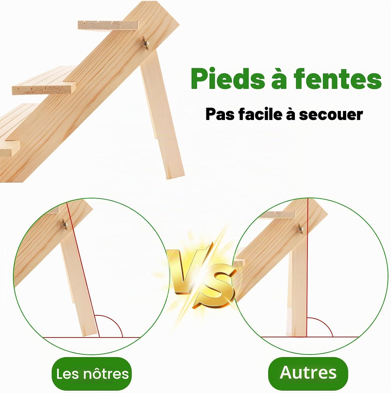 Detalle de AKOLAFE Lot de 2 Présentoirs en Bois 3 Niveaux – Étagère 39 x 30 x 24 cm