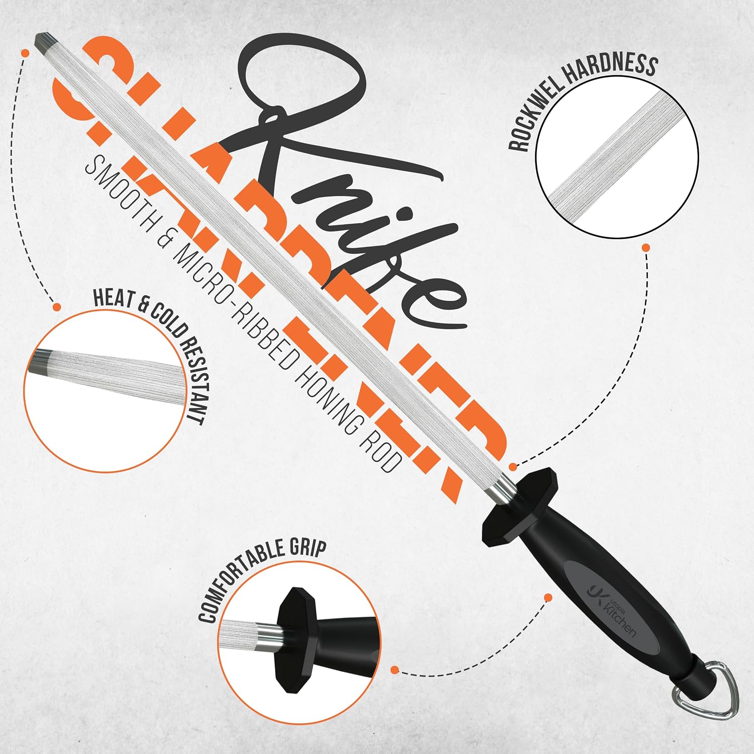 Detalle de Utopia Kitchen Knife Sharpening Rod, 12-Inch