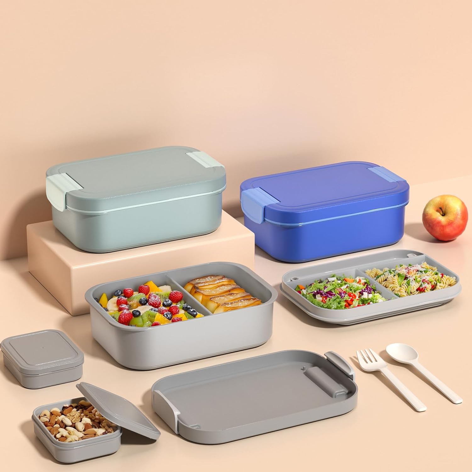 Detalle 2 de LEIKEEGO lunchbox voor volwassenen, 1.900 ml, 2 lagen, lekbestendig