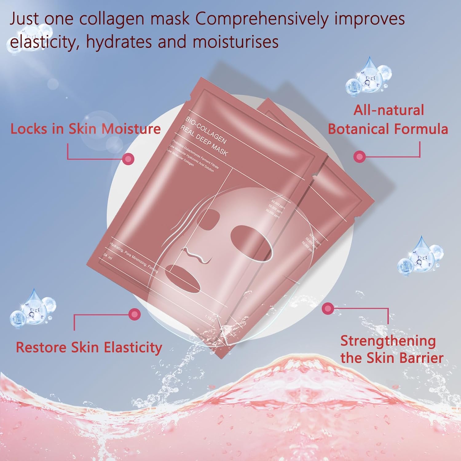 Detalle de Lawqiny 4 Pezzi Bio-Collagen Real Deep Mask — Maschera viso overnight al bio collagene