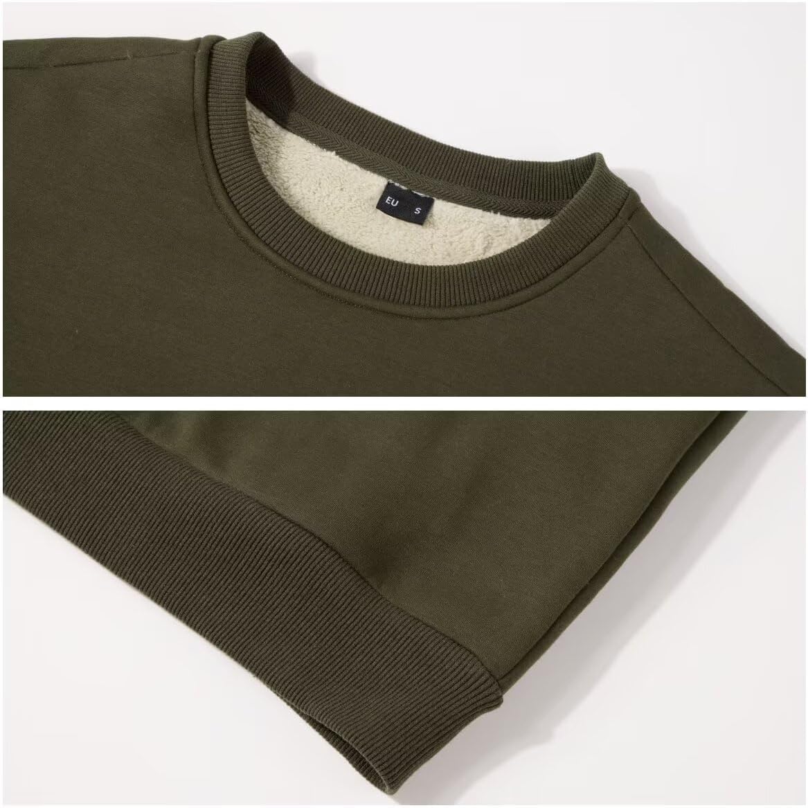 Detalle 1 de PrimeCrest fleece-sweatshirt voor heren met ronde hals en elastische boorden
