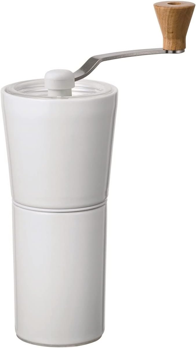 Detalle de HARIO S-CCG-2-W 手挽きコーヒーミル 有田焼の磁器製カバー・粉受け、セラミック臼