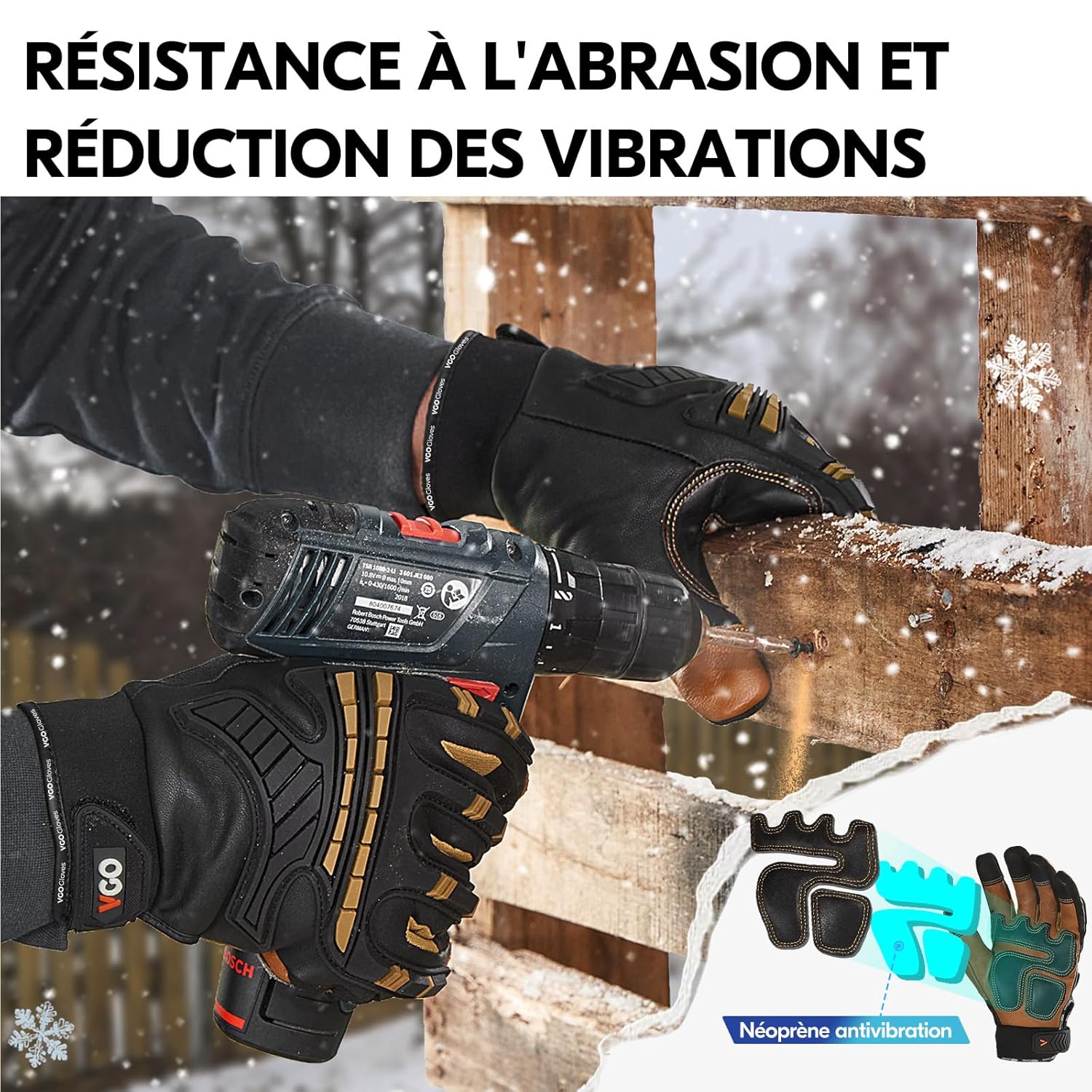 Detalle de Gants de travail thermiques imperméables Vgo… avec doublure Thinsulate, compatibles écran tactile (GA8954FLWP)