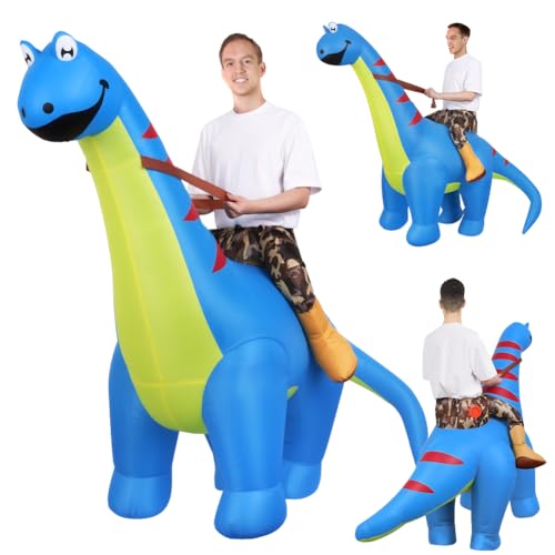 Thumbnail 7 de AOOWU Aufblasbare Dino Kostüm Erwachsene – Costume Dinosaure Gonfiabile Blu, un tocco divertente per Carnevale, Halloween e feste