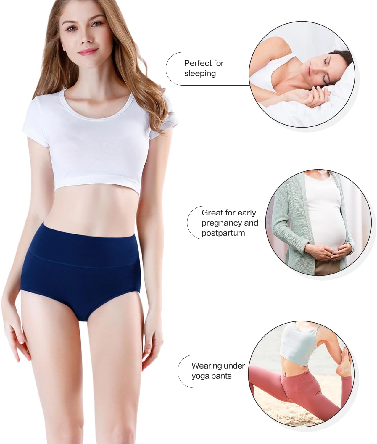 Thumbnail 4 de wirarpa Women's Cotton High Waisted Underwear: Full Coverage Briefs, 4 Pack