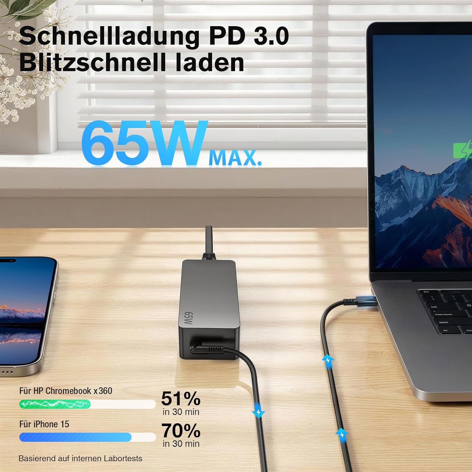 Thumbnail 1 de Sunydeal USB-C 65W Ladegerät mit PD 3.0 für Laptop, Tablet & USB-C Geräte