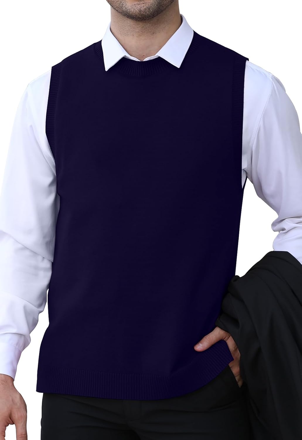 Detalle de KUYIGO Men's Sleeveless Vest: Classic Knitted Waistcoat for Smart-Casual Style