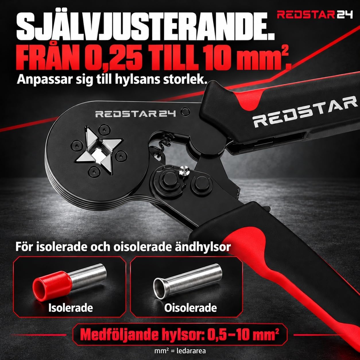 Thumbnail 2 de RedStar24 RS0152 crimptång med självinställning och 1 800 ändhylsor