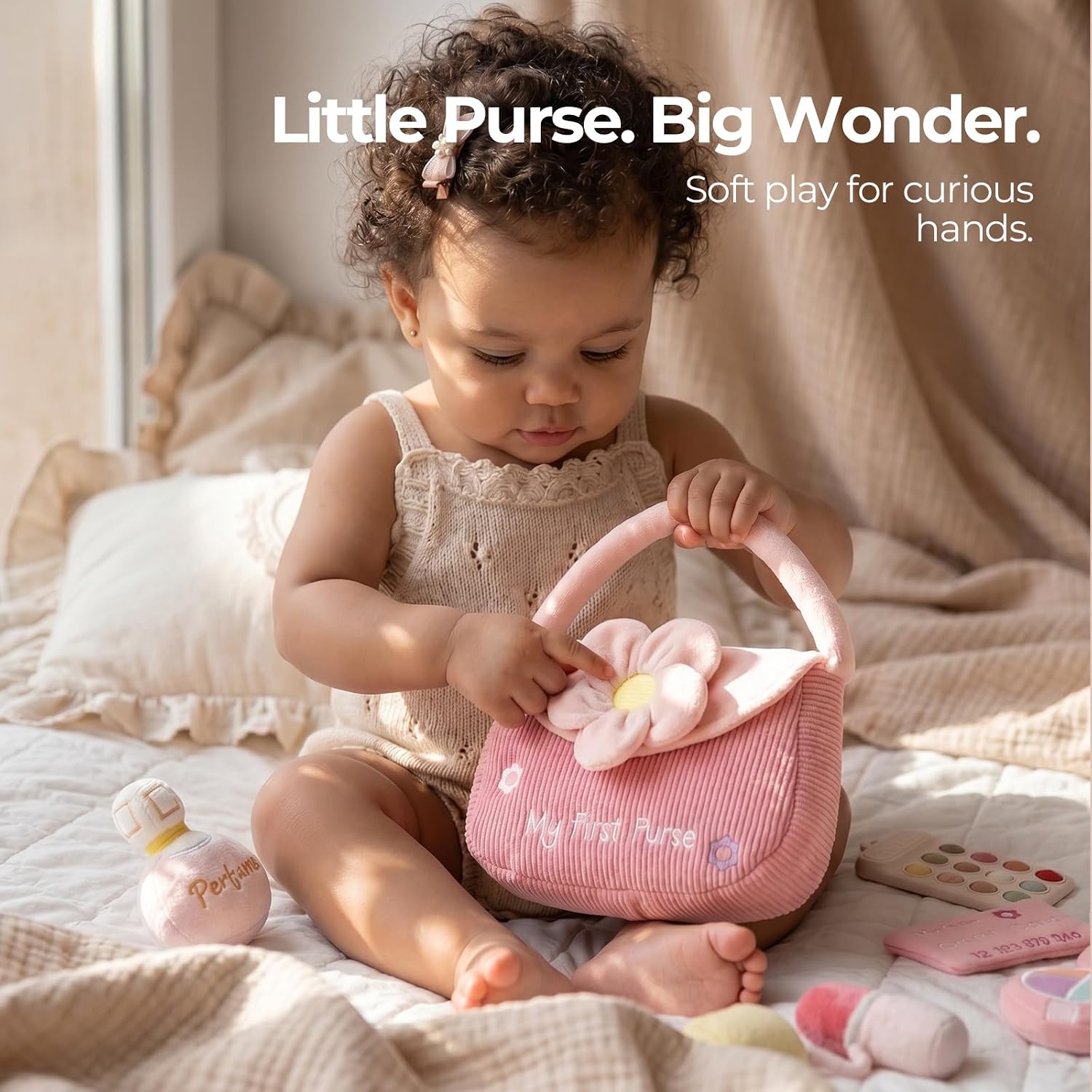 Detalle de LET'S MAKE PTZ255101 My First Baby Purse Sensory Pretend-Play Toy, 10 Pieces